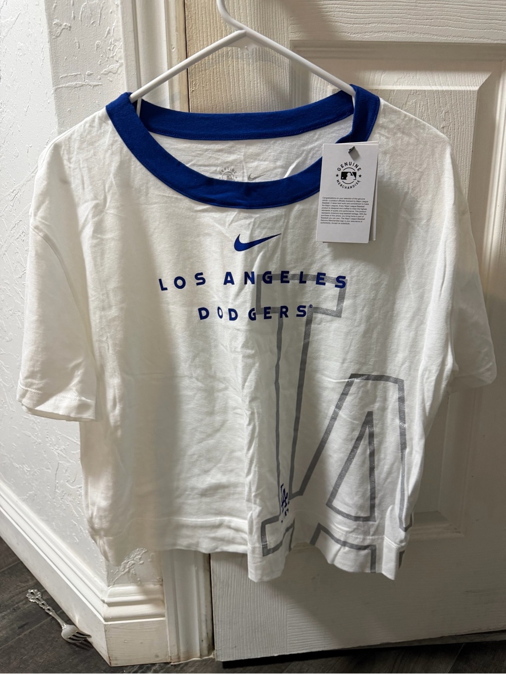 Nike White & Royal Blue Los Angeles Dodgers Ringer Tee - Kids